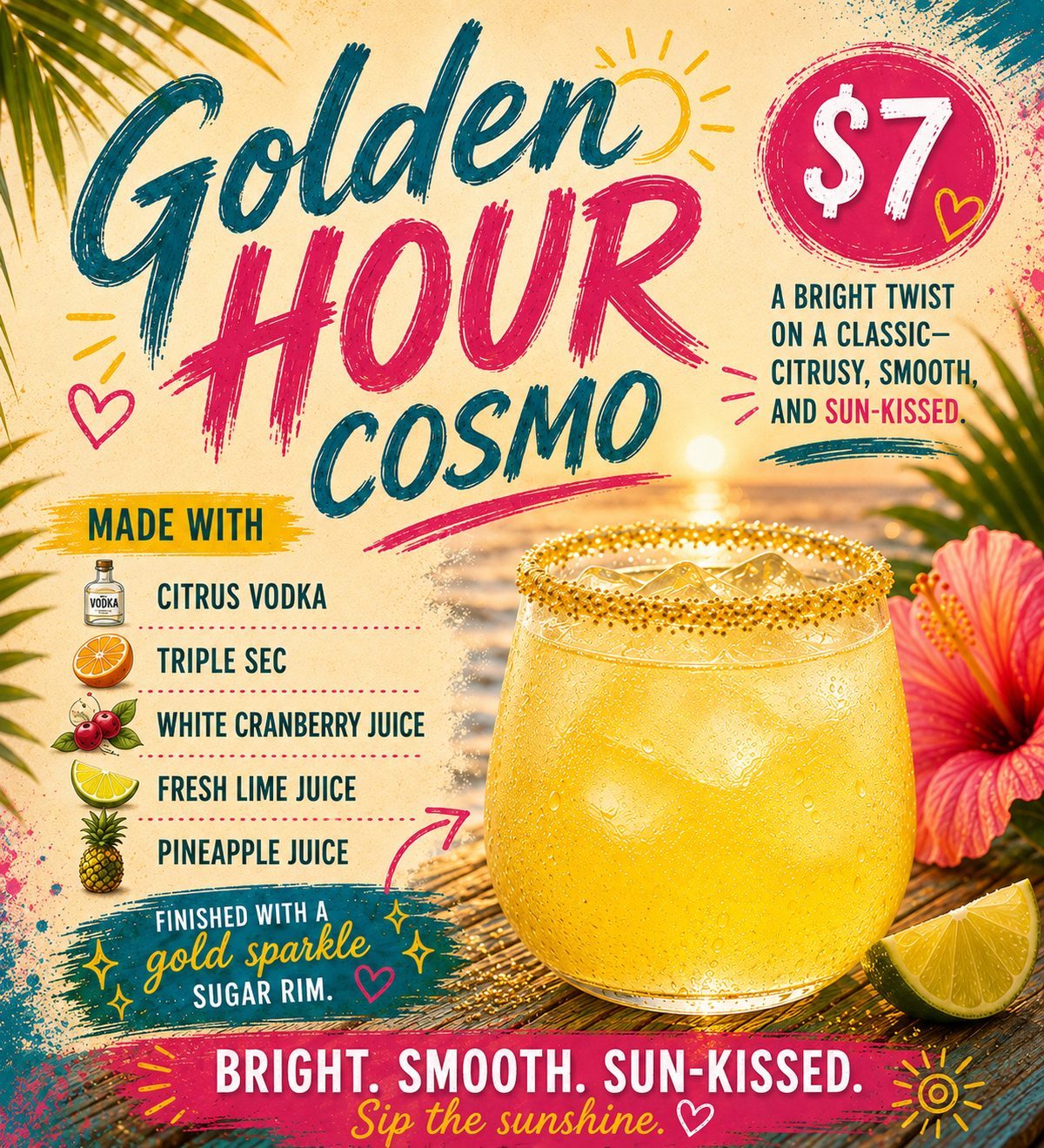 Golden Hour Cosmo cocktail — the Fox Den's September feature