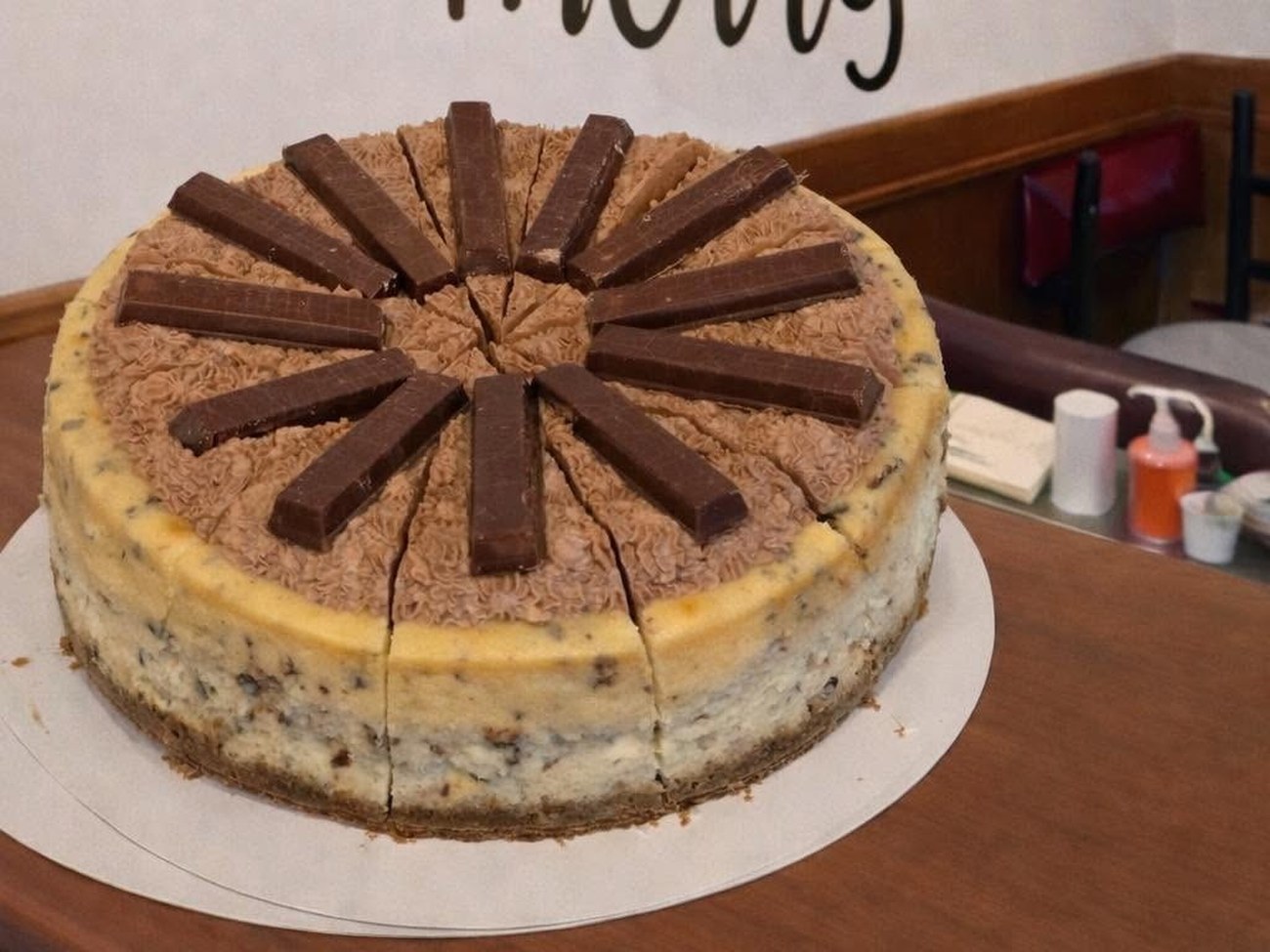 Kit Kat cheesecake with chocolate mousse and candy bars