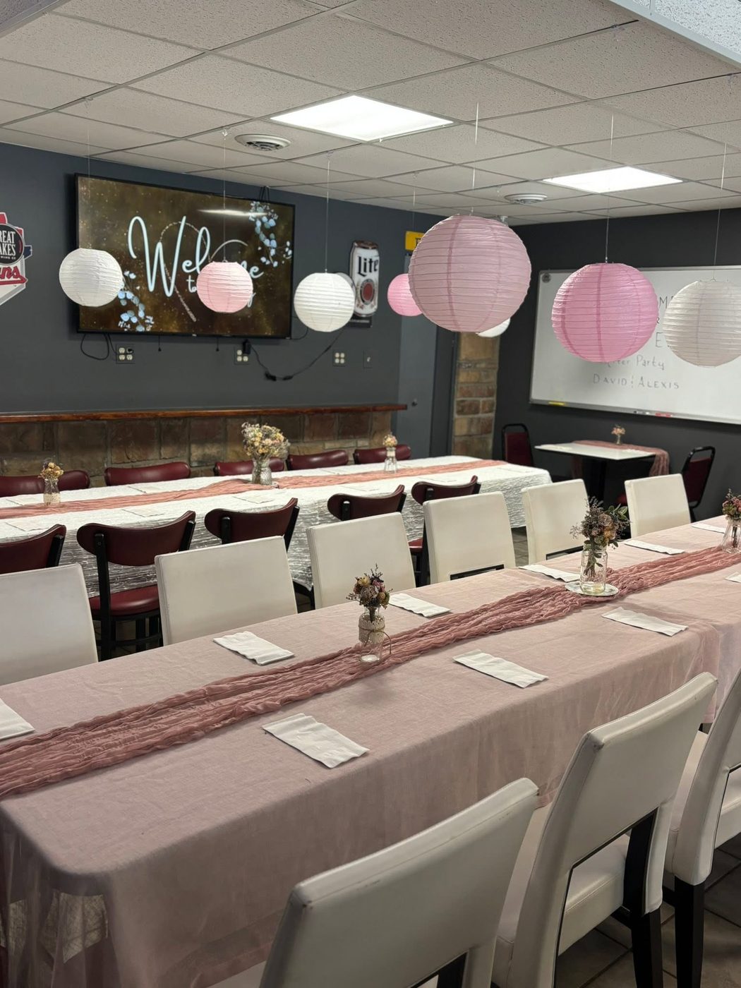 Party Center with high-top tables and bar