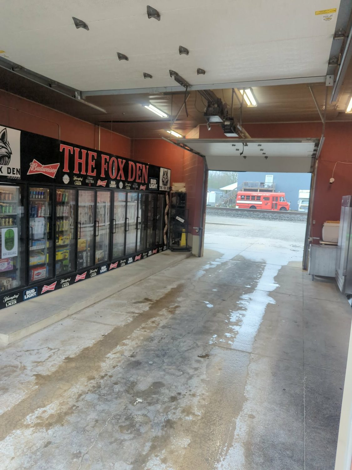 The Fox Den drive-thru with beer coolers